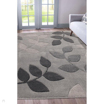 Newport Leaf Modern Floral Botanical Soft Carved Durable Short Pile Grey Rug-Melrose-Rug Love - The Most Loved Rug Store